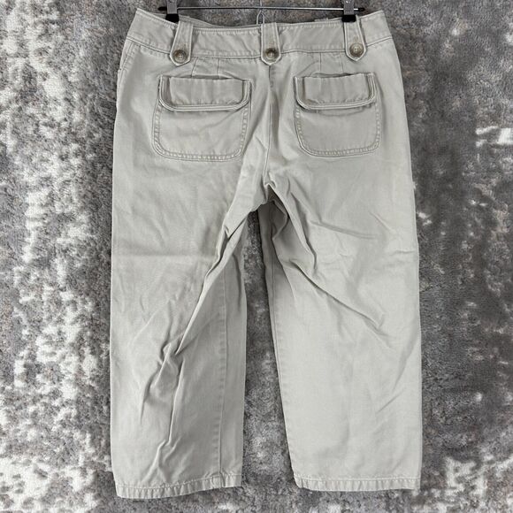 Ann Taylor Size 6 Cropped Button Straight Leg Pants Gray Zip Casual Pockets - Picture 3 of 10